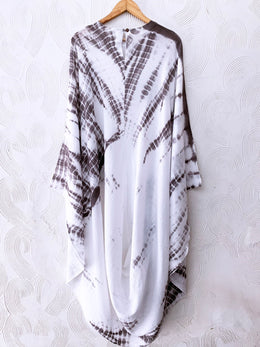 Grey Shibori Mirror Work Drape Dress