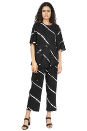 Black Shibori Stripes Co-Ord