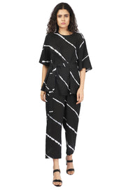 Black Shibori Stripes Co-Ord