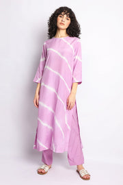 Lilac Hand-Done Leheriya Kurta Coord