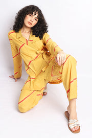 Mustard And Rust Shibori Wrap Co-Ord