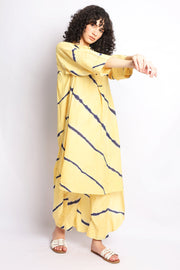 Yellow And Blue Asymmetrical Stripes Co-Ord