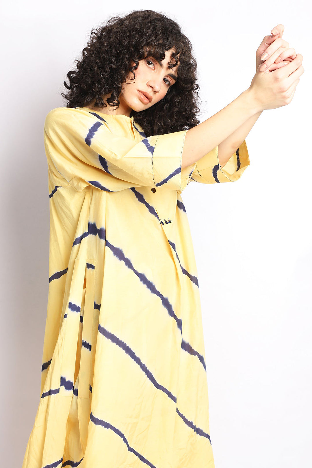 Yellow And Blue Asymmetrical Stripes Co-Ord