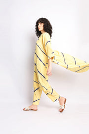 Yellow And Blue Asymmetrical Stripes Co-Ord