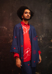 Dark Pink Bandhani Floral Silk Shirt