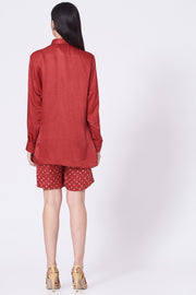 Dark Pink Bandhani Floral Silk Shirt