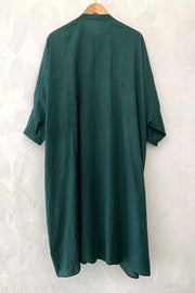 Bottle Green Hand-Done Shibori Pleated Kaftan