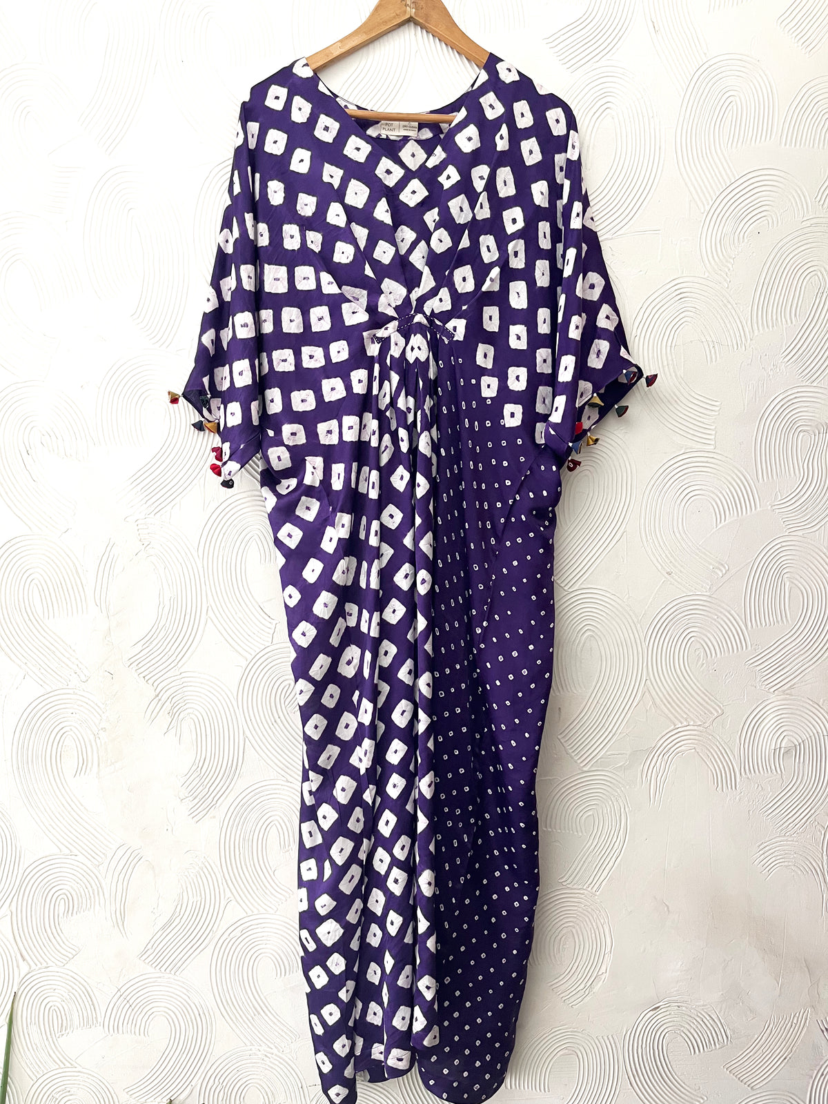 Purple Bandhani Silk Kaftan Dress