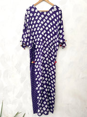 Purple Bandhani Silk Kaftan Dress