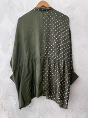 Olive Bandhani Drawstring Top