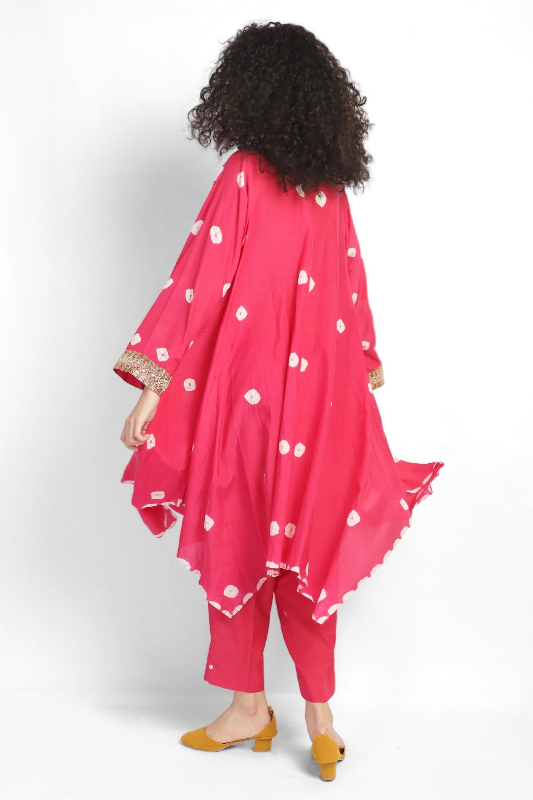 F&B Pink Side Drop Embroidered Kurta Co-Ord