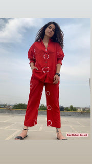 Red Hand Done Shibori Co-Ord
