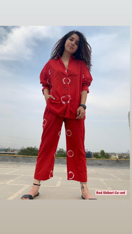 Red Hand Done Shibori Co-Ord