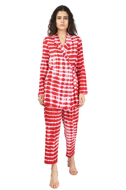 Red Shibori Wrap Co-Ord