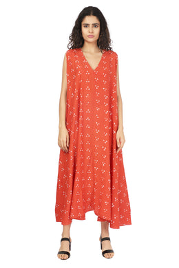 Bandhani Rust Twirl Dress