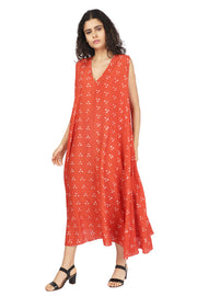 Bandhani Rust Twirl Dress
