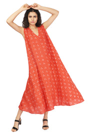 Bandhani Rust Twirl Dress