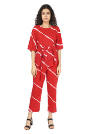 Red Shibori Stripes Co-Ord