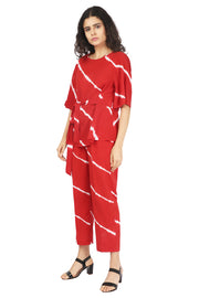 Red Shibori Stripes Co-Ord