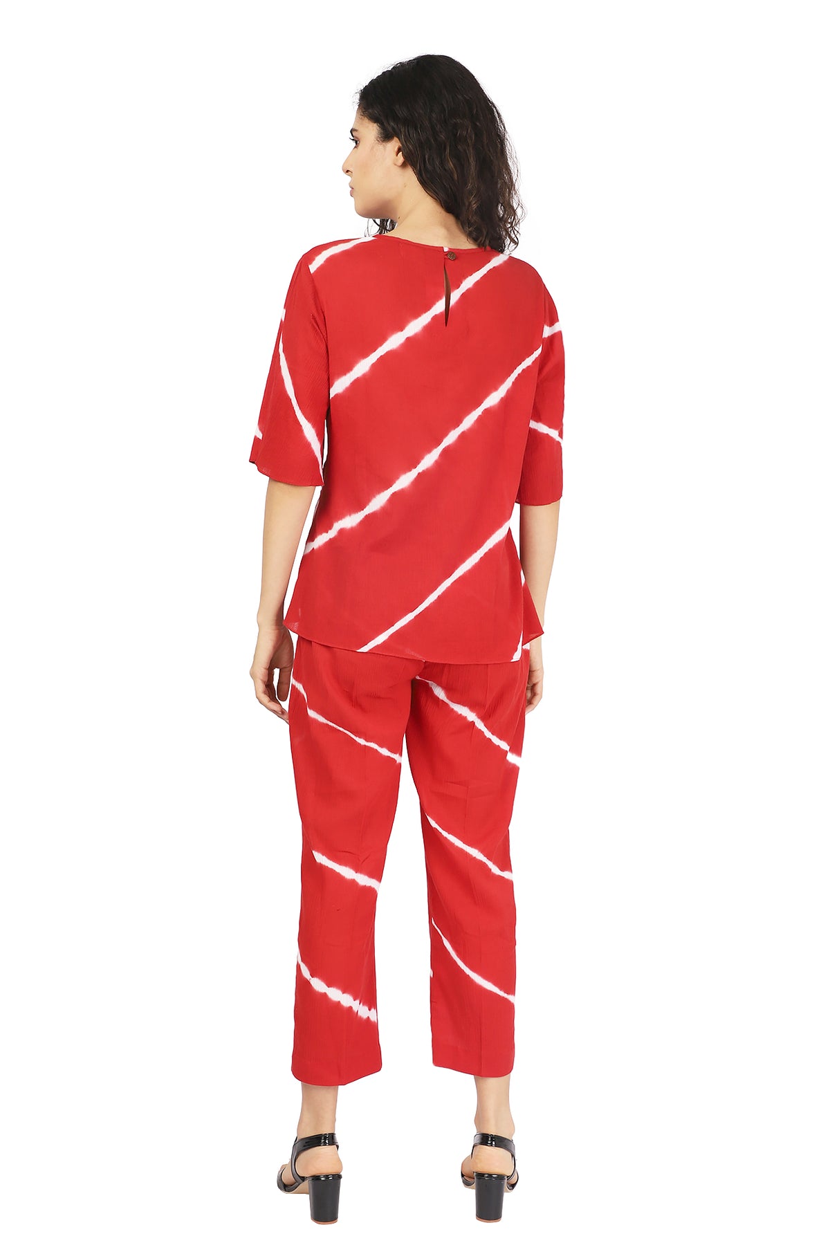 Red Shibori Stripes Co-Ord
