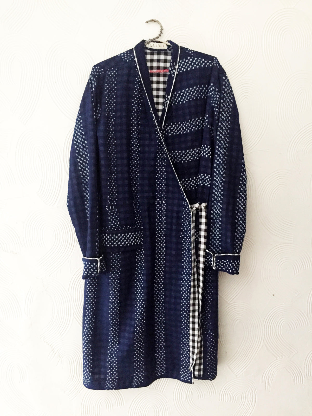 Indigo Bandhani Stripes Kimono Dress