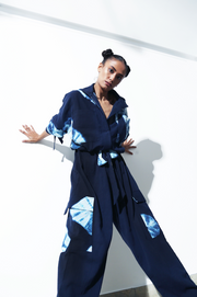 Blue Hand Done Shibori Jumpsuit