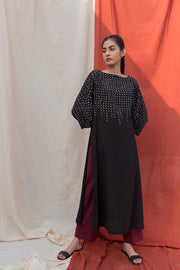 Black Bandhani Kurta Set