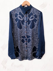 Blue Bandhani Floral Silk Shirt