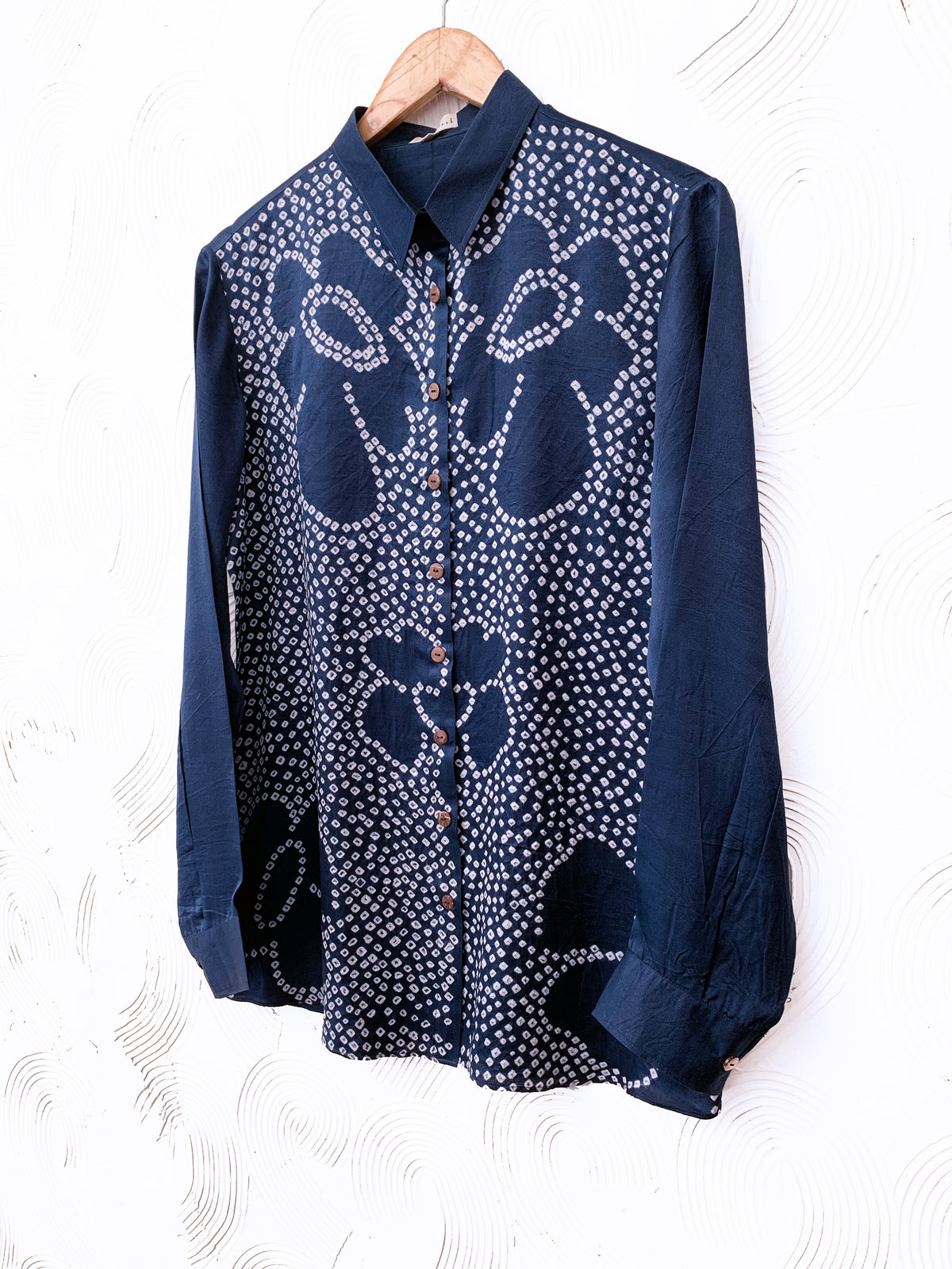 Blue Bandhani Floral Silk Shirt