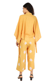 Sunshine Yellow Shibori Paper Bag Pants And Top