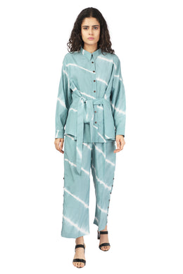 Ocean Blue Shibori Stripes Coord