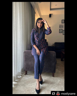 Blue And Rust Blazer Set