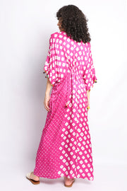 Pink Bandhani Silk Kaftan Dress