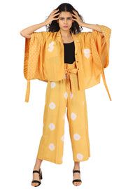 Sunshine Yellow Shibori Paper Bag Pants And Top