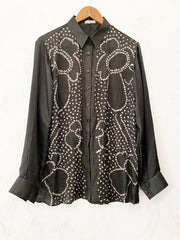 Olive Bandhani Floral Silk Shirt