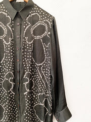Olive Bandhani Floral Silk Shirt