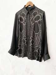 Olive Bandhani Floral Silk Shirt