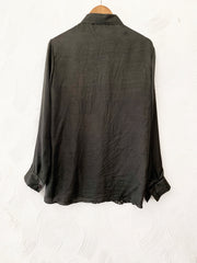 Olive Bandhani Floral Silk Shirt