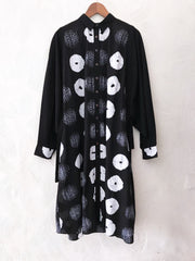 Black Broken Shibori Drawstring Tunic