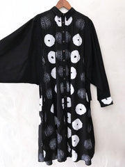 Black Broken Shibori Drawstring Tunic