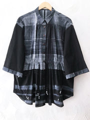 Black Shibori Drawstring Top
