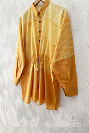 Mustard Shibori Drawstring Top