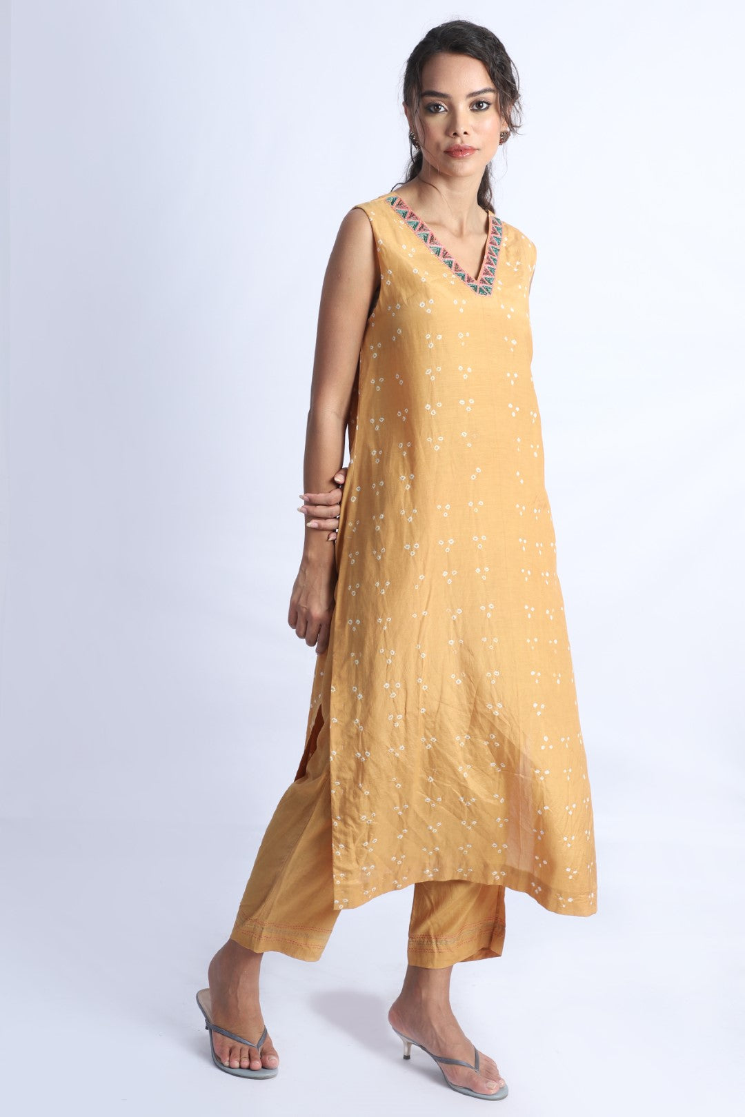 Mustard Embroidered Kurta Set