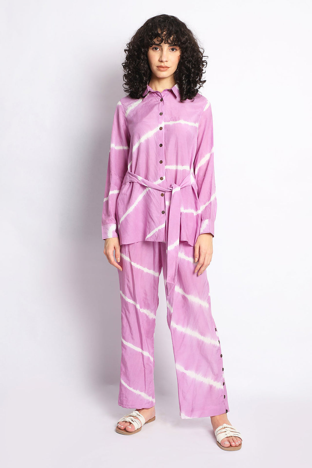 Lilac Shibori Stripes Coord