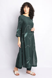 Green Floral Bandhani Kurta Coord