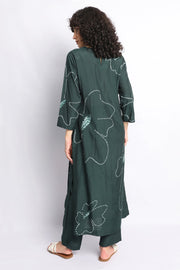 Green Floral Bandhani Kurta Coord