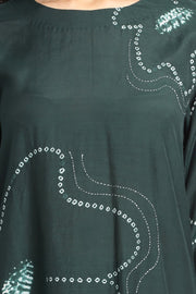 Green Floral Bandhani Kurta Coord