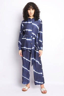 Ink Blue Shibori Stripes Coord