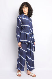 Ink Blue Shibori Stripes Coord