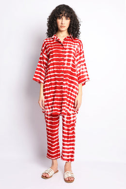 Red Shibori Shirt Co-Ord